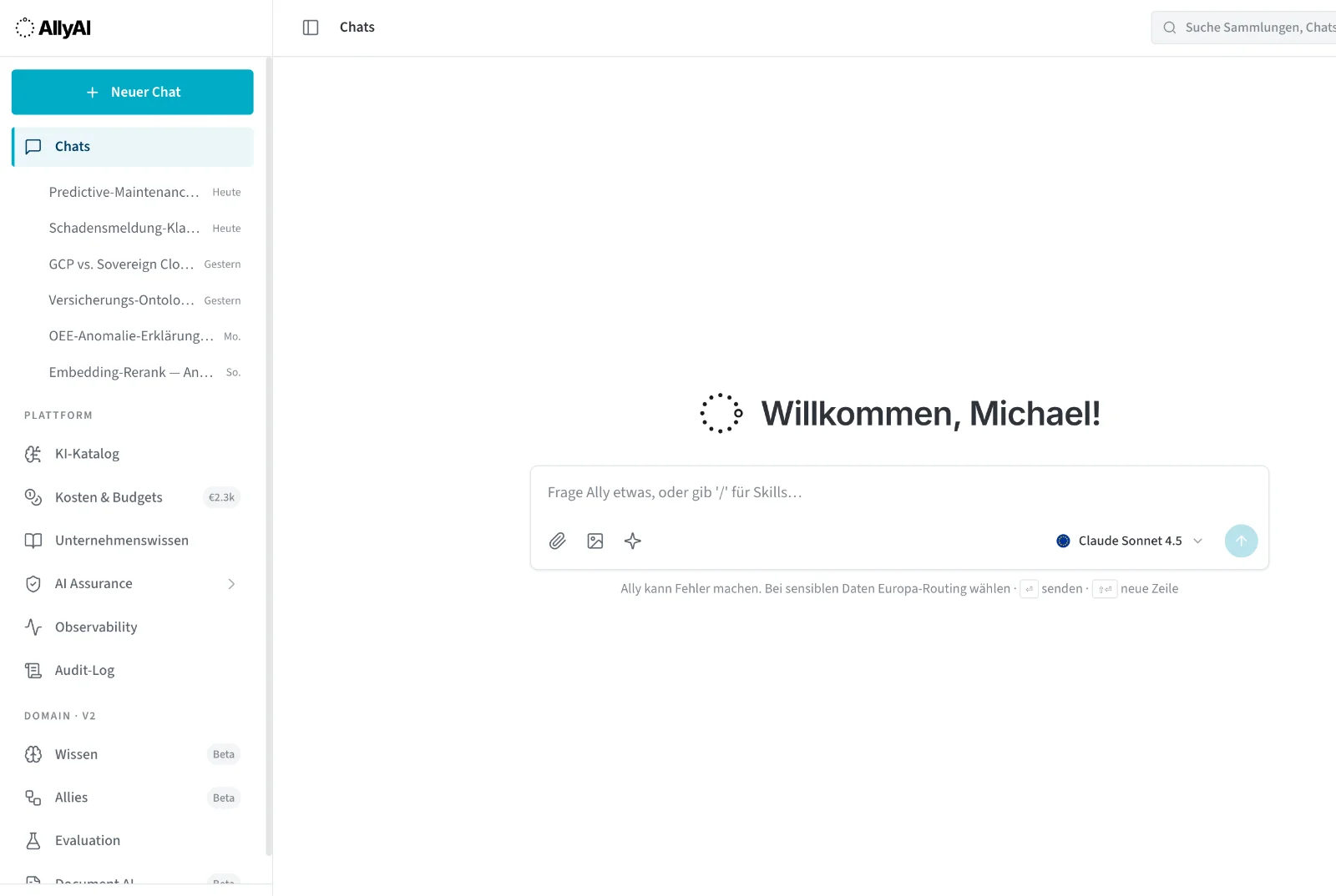 AllyAI Console — Chat-Oberfläche