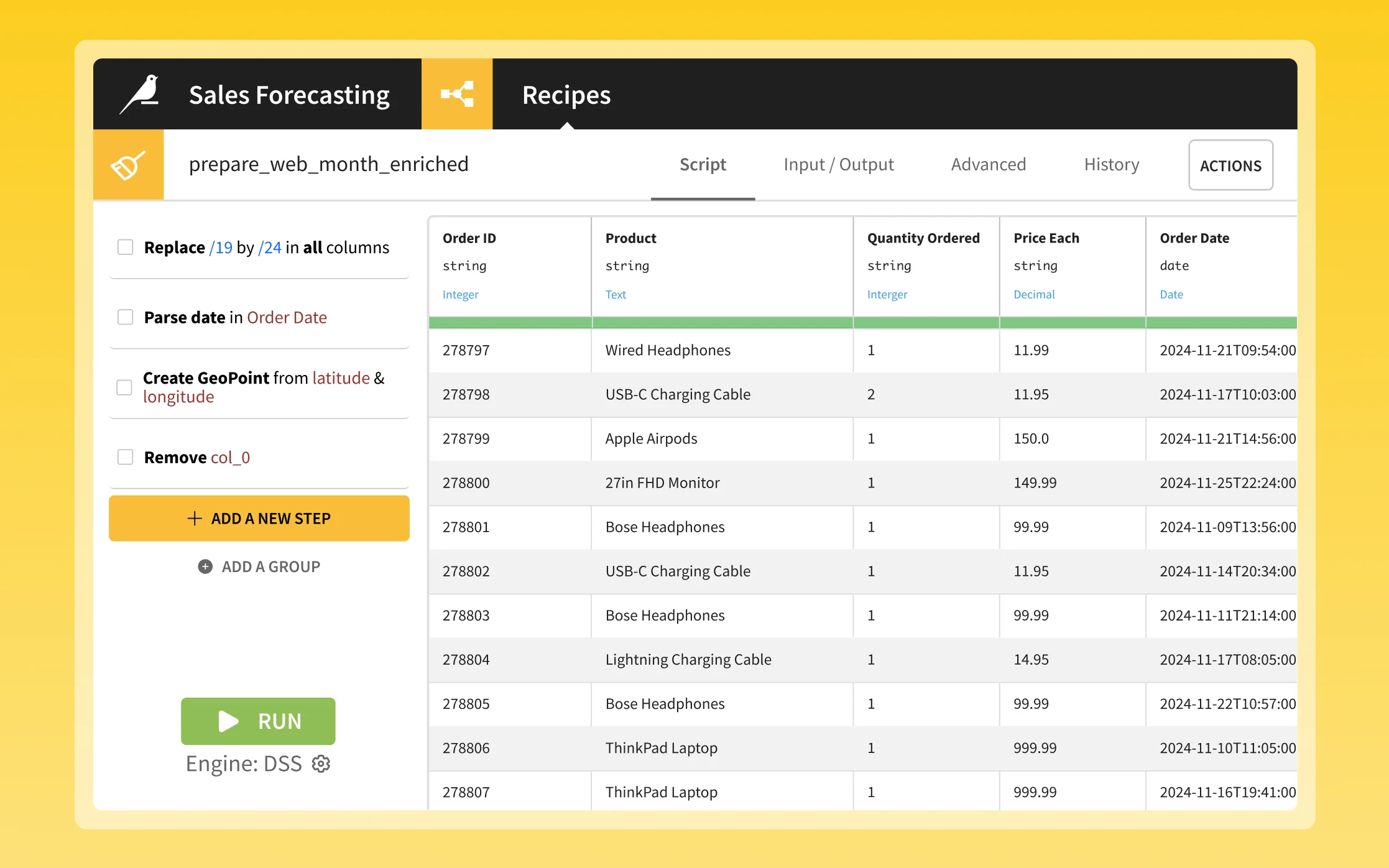 Dataiku Visual Data Preparation Recipe — Datenaufbereitung ohne Code